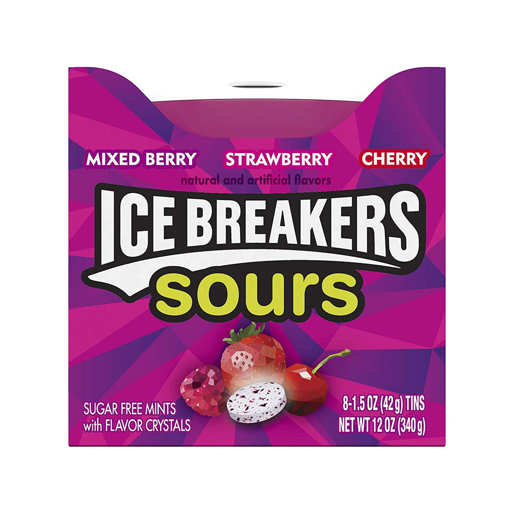 Ice Breakers Sours Sugar Free Mints, Mixed Berry, Strawberry, Cherry - 24 Packs of 8 (6995399901340)