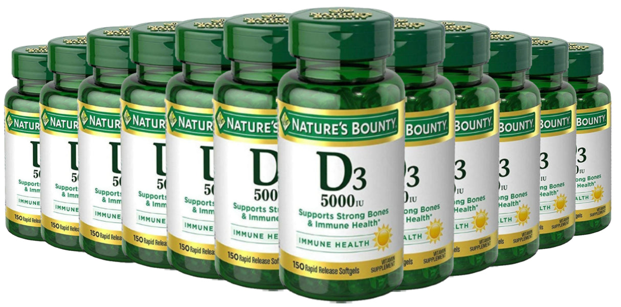 Nature's Bounty Vitamin D3 - 5000 IU- 150 softgels - 12 Pack