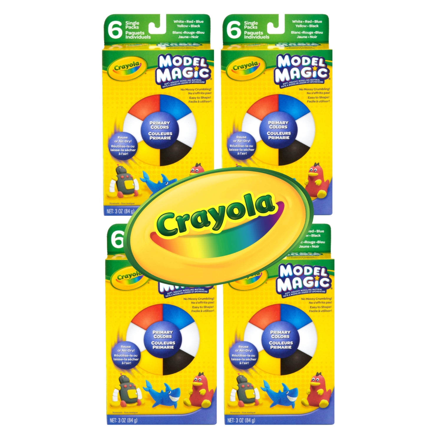 Crayola Model Magic Kids Enjoy Primary Colors, 6 Ct, 3 oz - 4 Pack