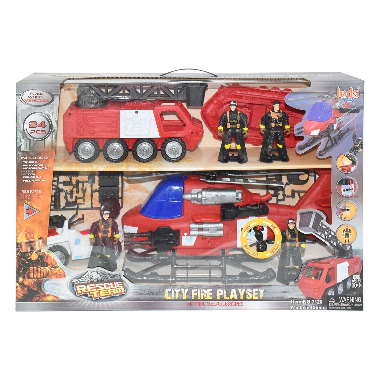 Free Wheel City Fire Playset - 24 Pcs