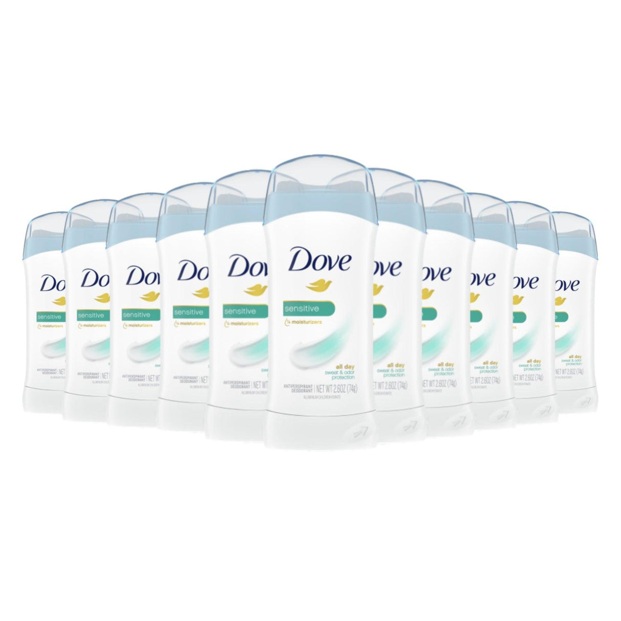 Dove - Invisible Solid Antiperspirant  Deodorant stick for women Sensitive - 2.6 Oz - 12 Pack