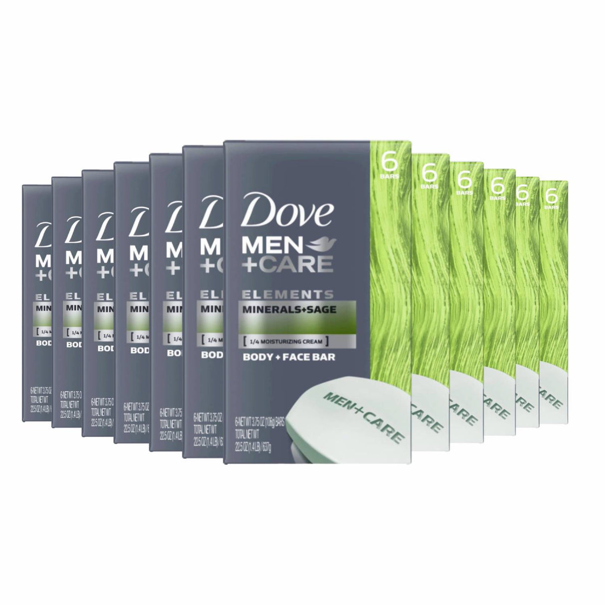 Dove Men+Care Body and Face Bar, Minerals + Sage - 3.75 Oz - 6 Ct - 12 Pack (72 ct)