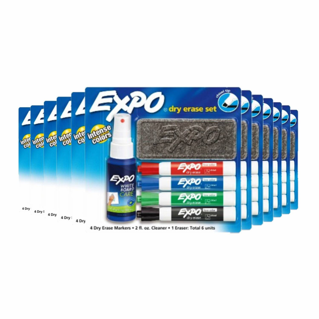 Expo Dry Erase Marker Starter Set with Eraser & Cleaner Multicolored - 12 Pack