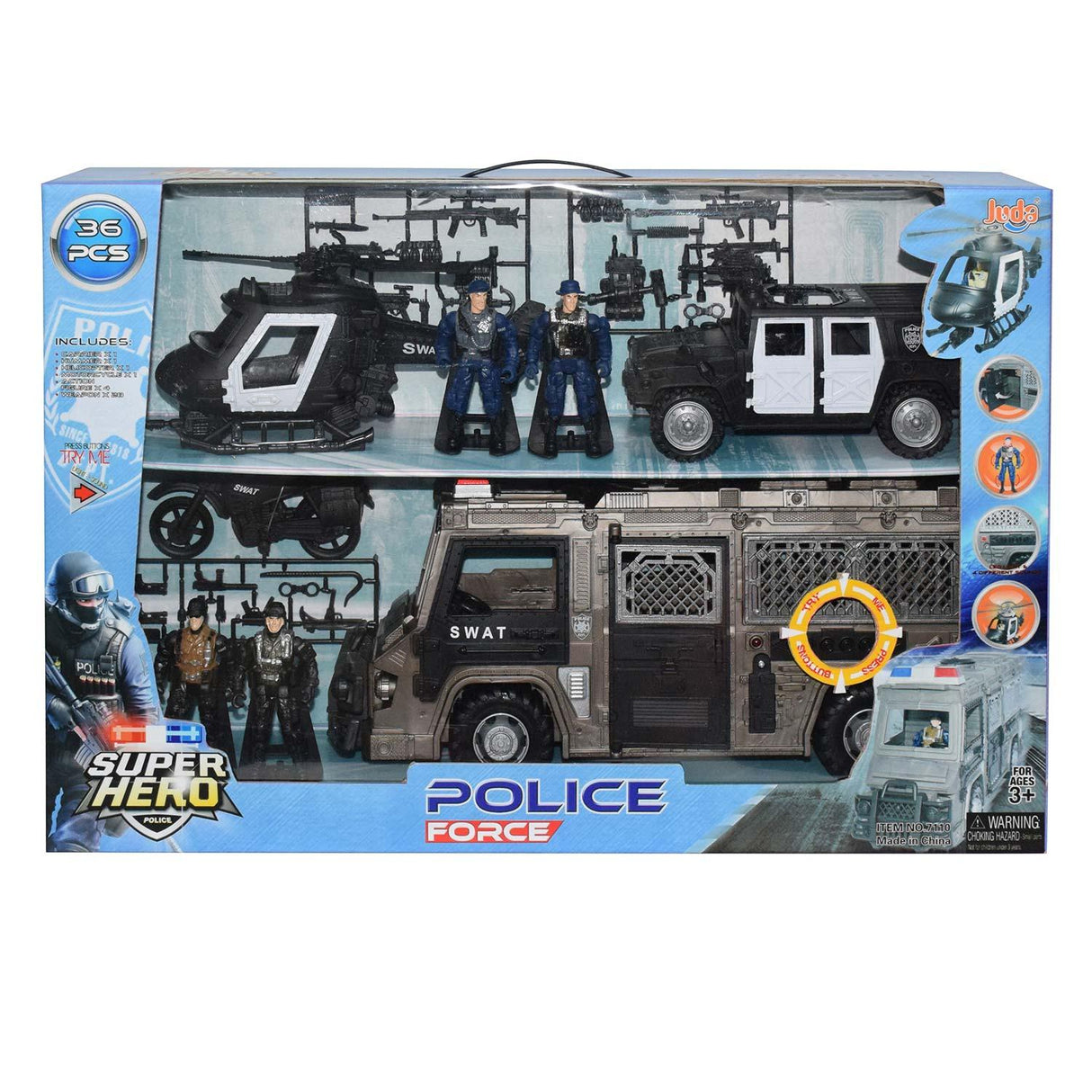 Free Wheel Police Force Full Playset - 34 Pcs