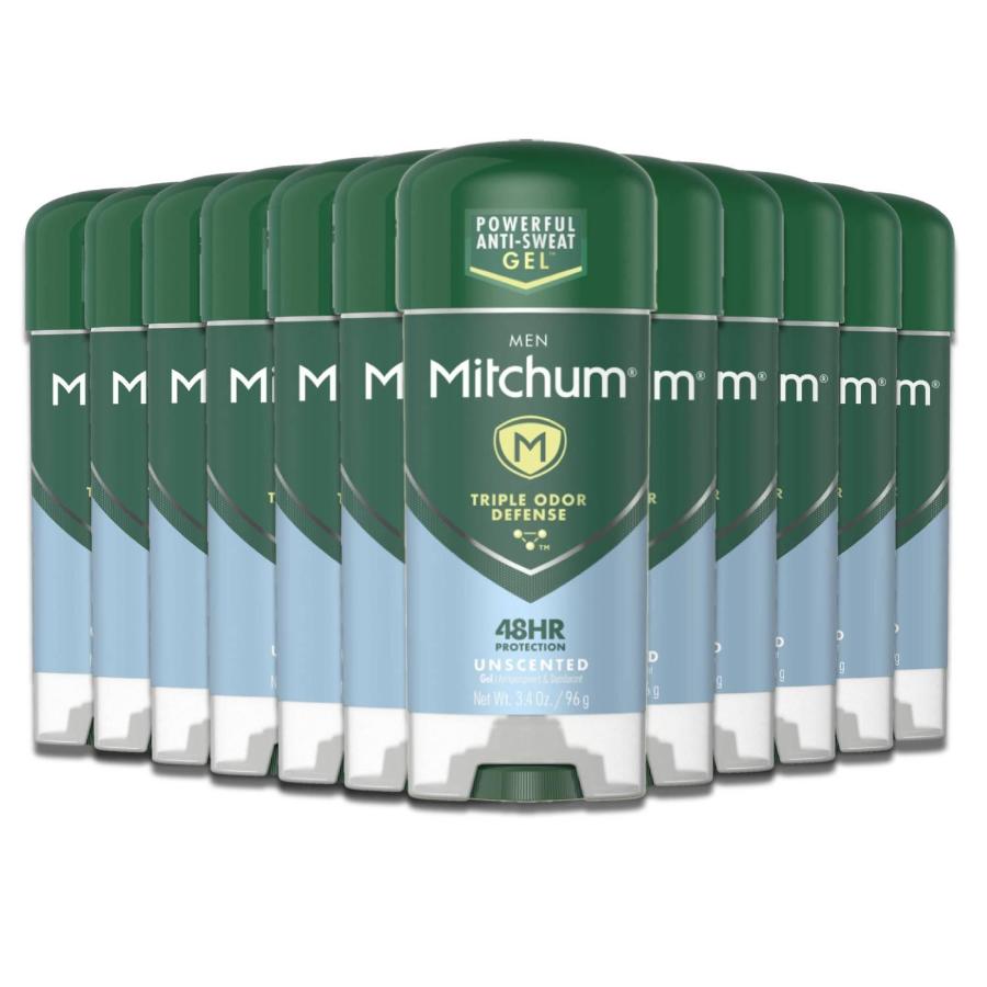 Mitchum Men Clear Gel Antiperspirant Deodorant, Unscented - 3.4 Oz - 12 Pack