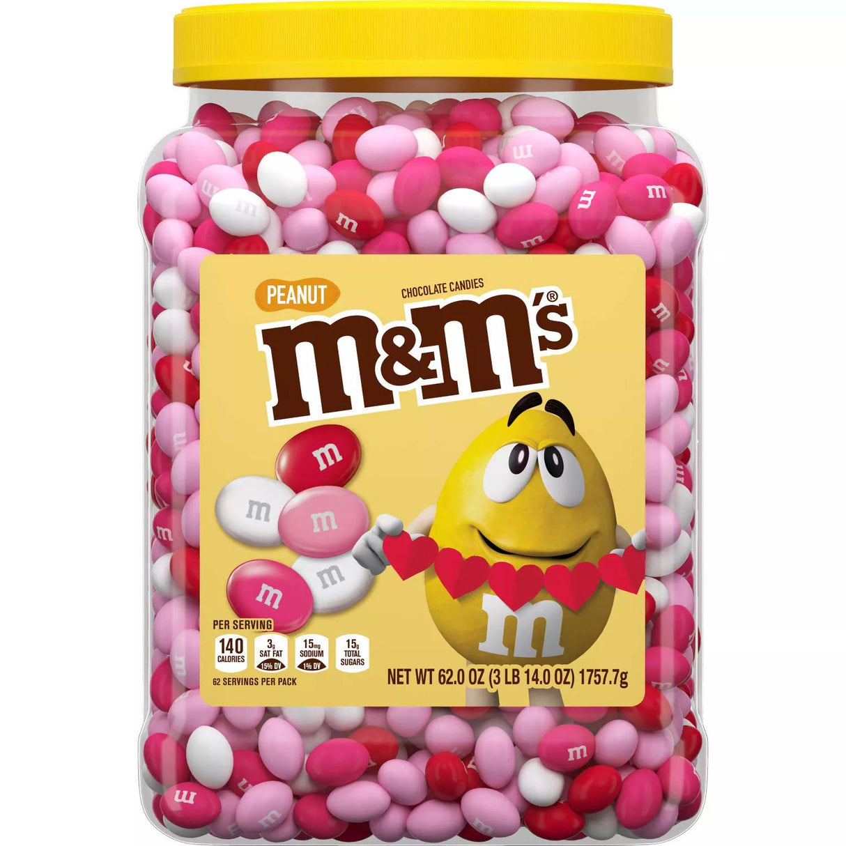 M&M'S Valentine's Day Peanut Candy Cupid's Mix Resealable Jar - 62 oz