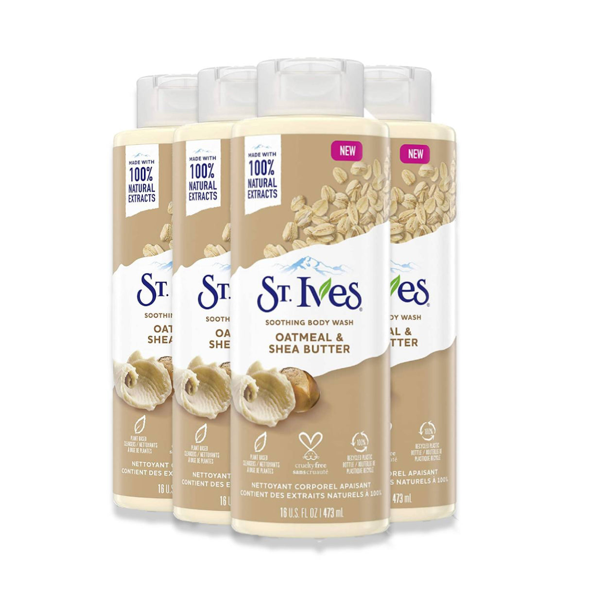 St. Ives Soothing Body Wash Moisturizing Cleanser Oatmeal & Shea Butter  16 oz- 4 Pack