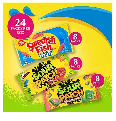 Sour Patch Kids and Swedish Fish Soft and Chewy Candy Variety Pack - 24 Pack