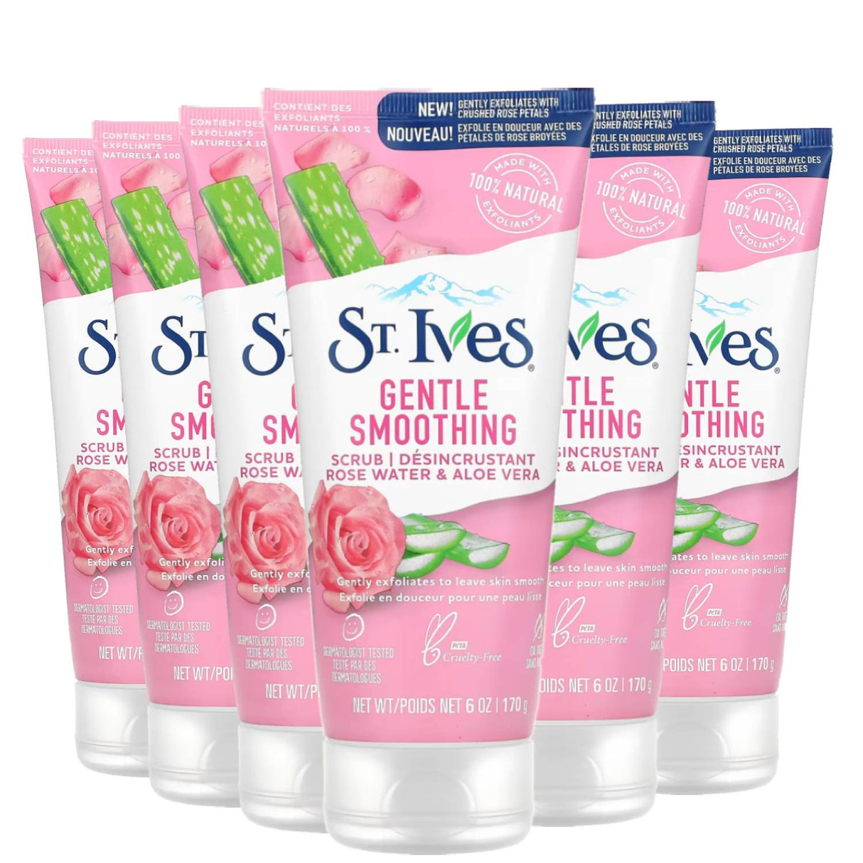 St. Ives Gentle Smoothing Rosewater and Aloe Vera Facial Scrub - 6 Oz - 6 Pack