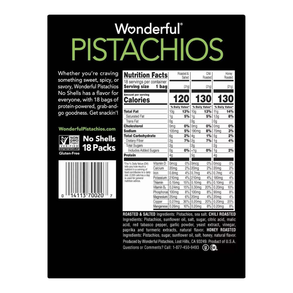 Wonderful Pistachios No Shells Variety Pack 0.75 oz - 18 pk