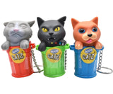 Wom - Catz  In A Trash Can Keychains With Fish Shaped Candy Gluten Free  - 6 CT