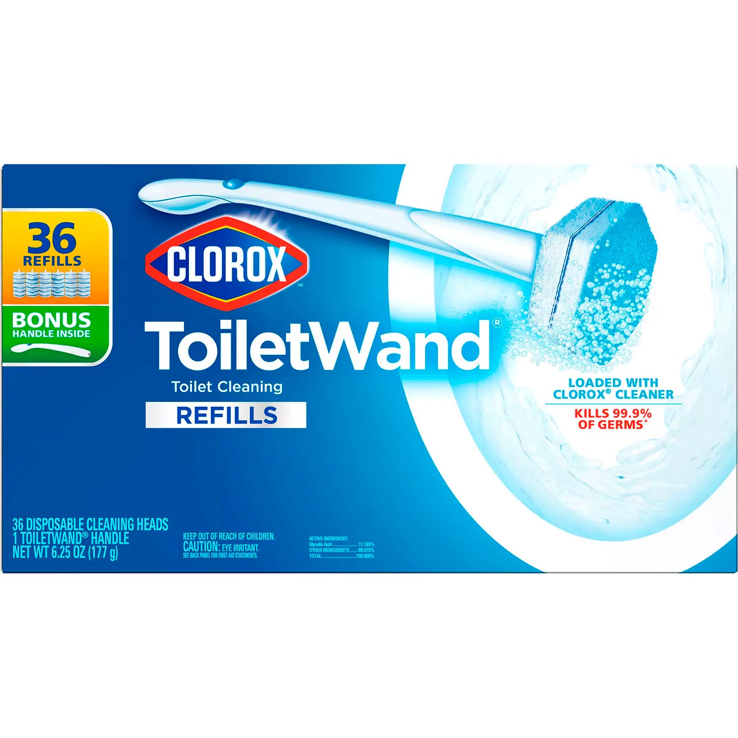 Clorox ToiletWand Disposable Toilet Cleaning System - 1 ToiletWand Handle +  36 Disinfecting Refill Heads