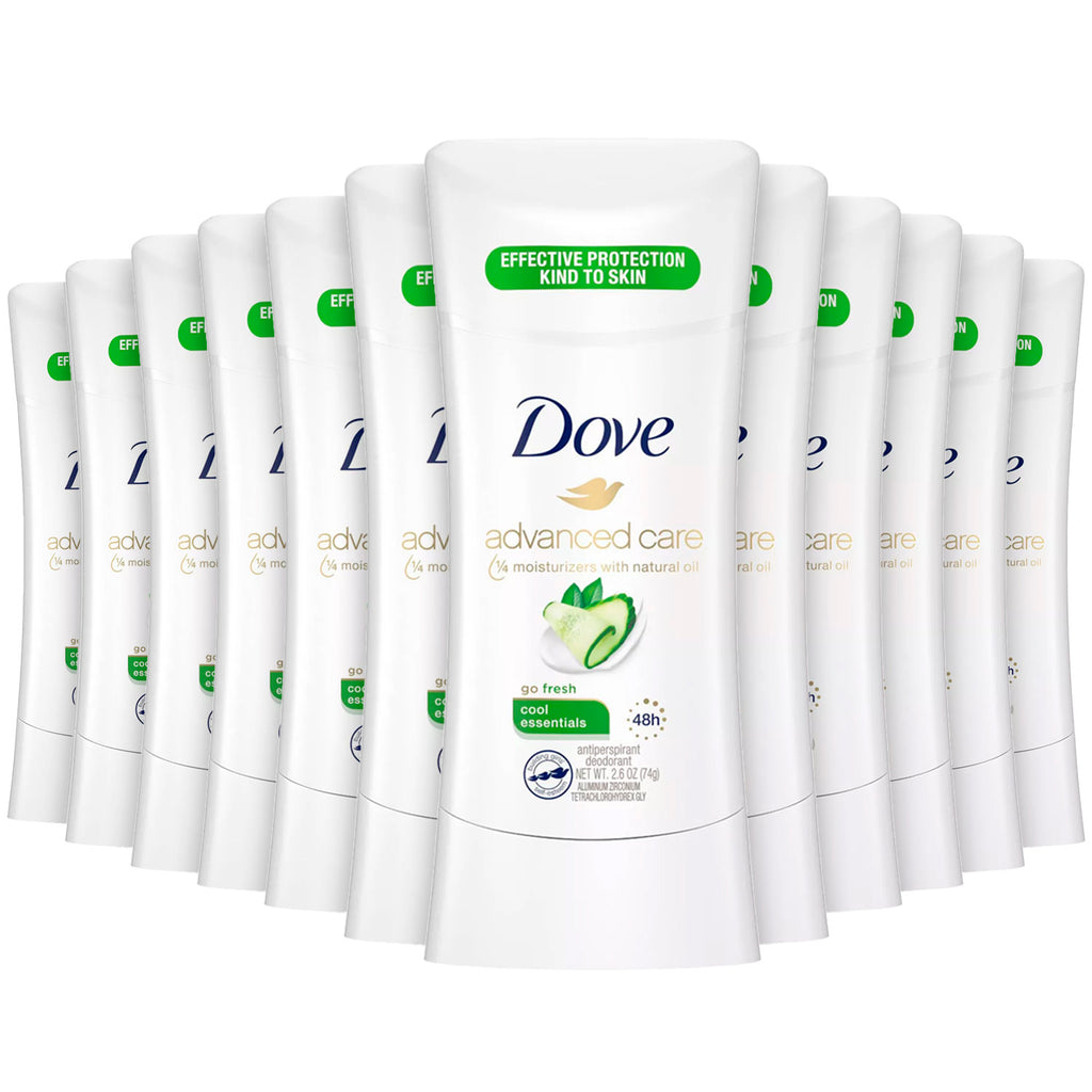 Dove Deodorant Stick, Advanced Care, Cool Essentials, Bulk - 2.6 Oz - 12 Pack (6982222020764)