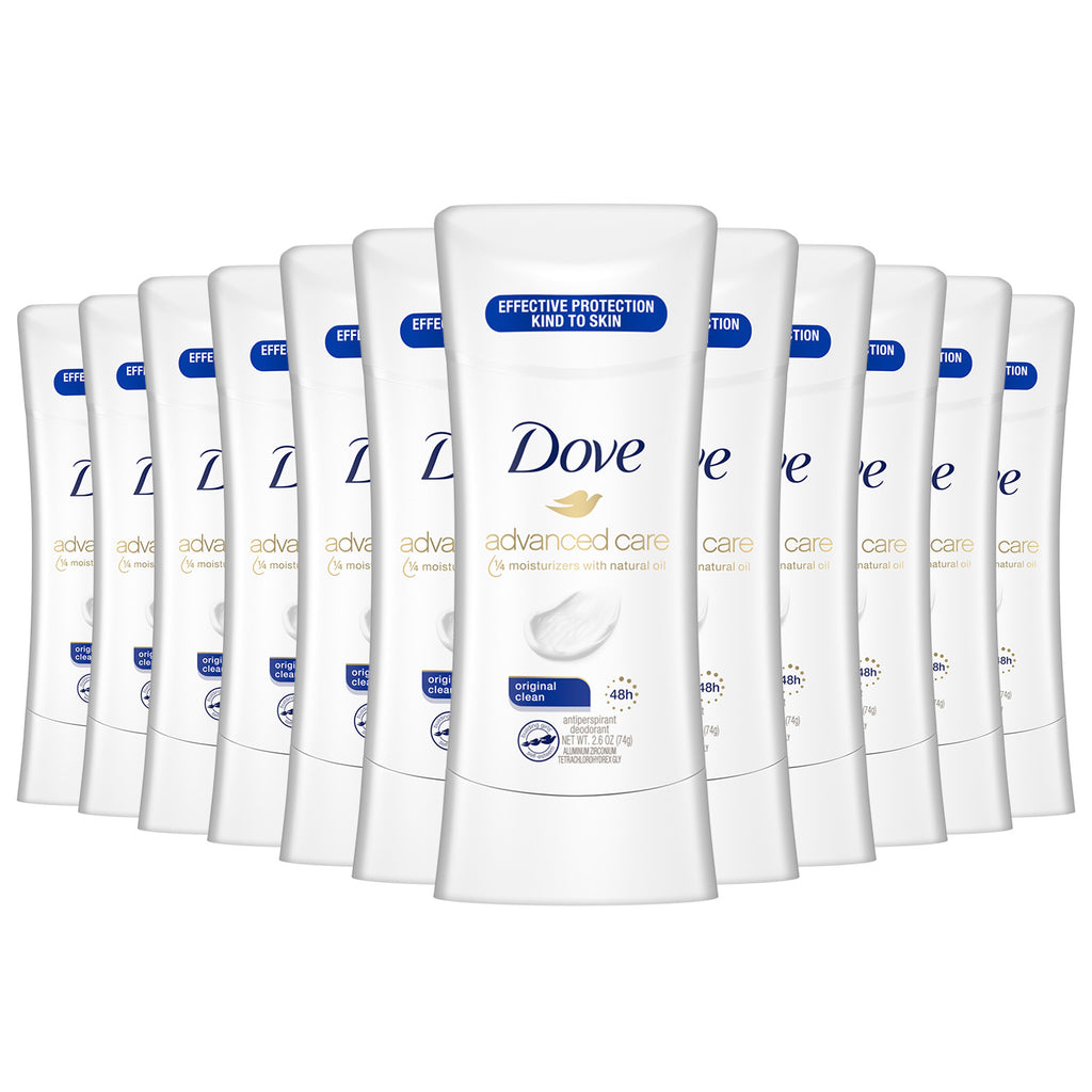Dove Deodorant Stick, Advanced Care, Original Clean, Bulk - 2.6 Oz - 12 Pack (6939641970844)