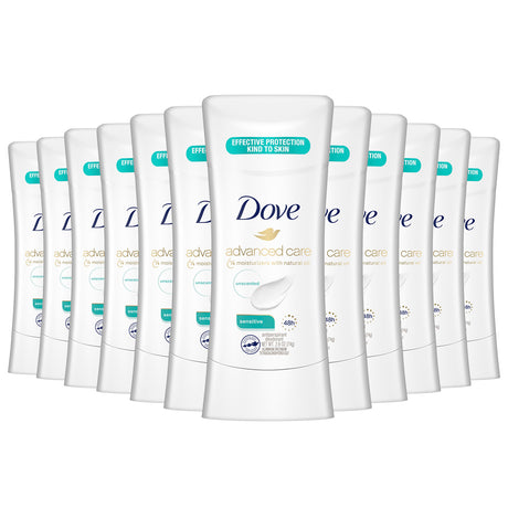 Dove Deodorant Stick, Advanced Care, Sensitive Bulk - 2.6 Oz - 12 Pack (6998820520092)