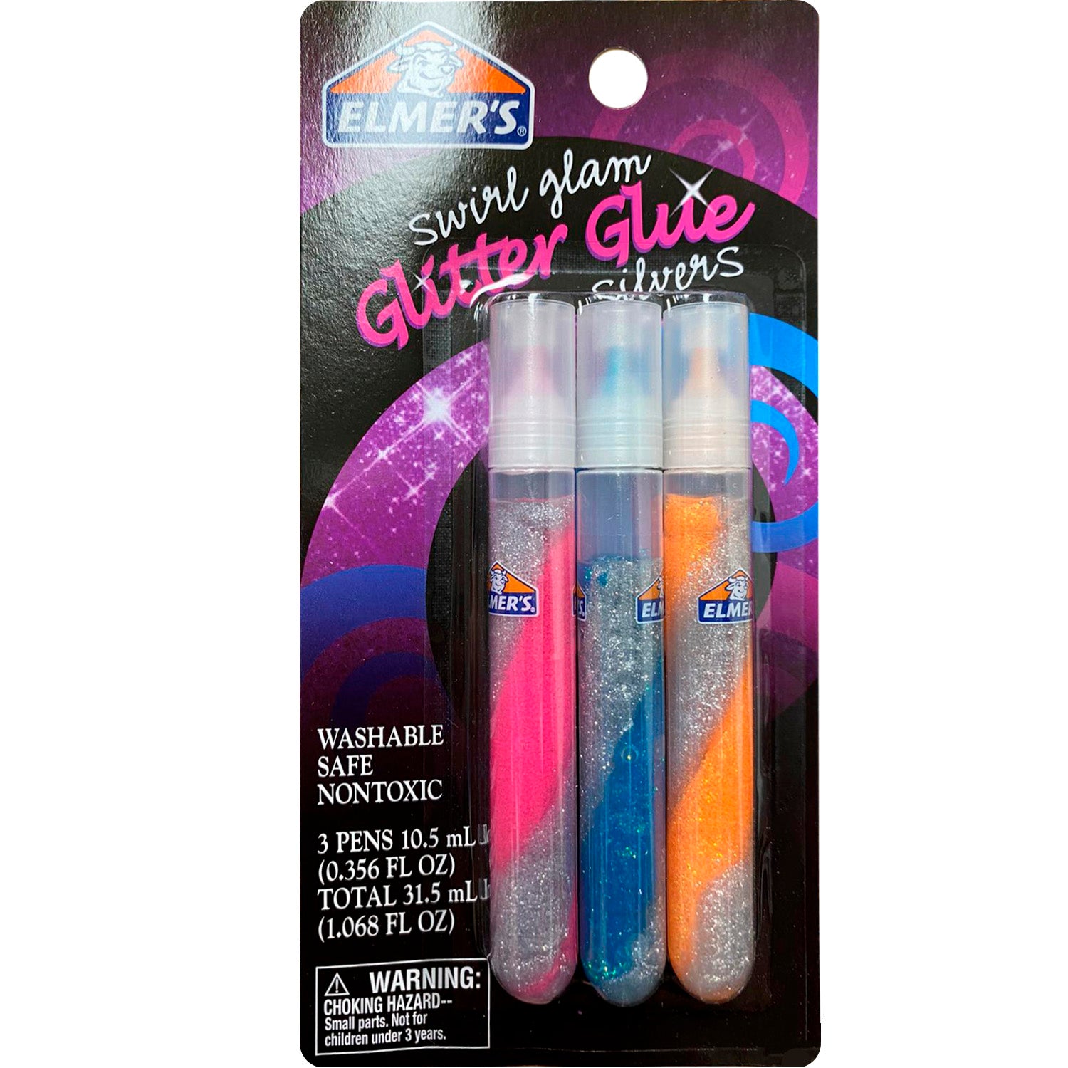 Glitter Glue Sticks 10pc Squeeze Pens 5 Colors Silver Gold Red