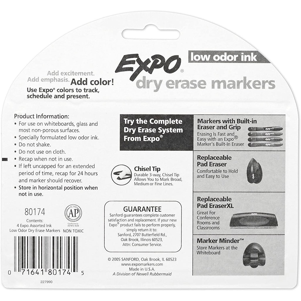 EXPO Low-Odor Dry Erase Markers - 4-Count (Assorted Colors) Contarmarket