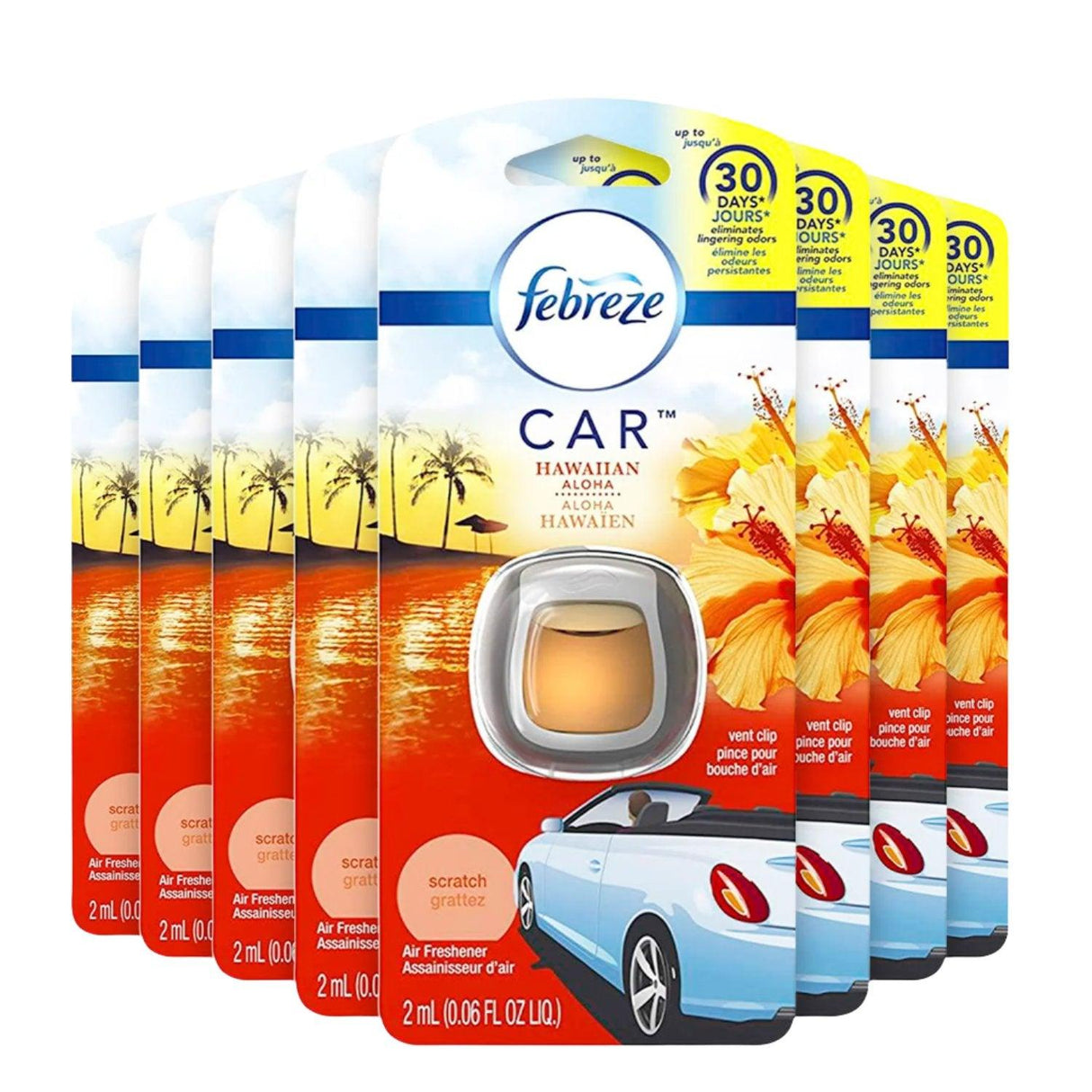 Febreze Car Freshener, Hawaiian Aloha Bulk - Pack With 8 Count (6027957895324)