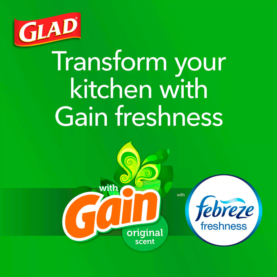 Glad ForceFlex Tall Kitchen Trash Bags Gain Lavender with Febreze, 13  Gallon