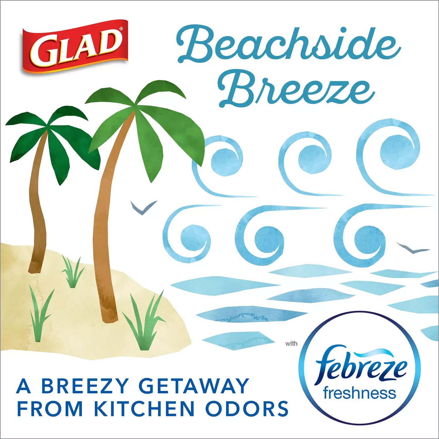 Glad ForceFlex Plus Drawstring Bags, Tall Kitchen, Beachside Breeze - 34 bags