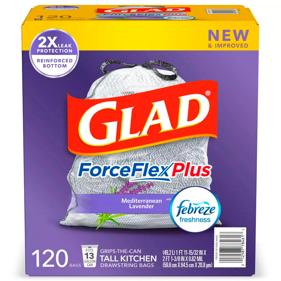 Glad ForceFlex Plus Tall Kitchen 13 Gallon Drawstring White Trash Bags –  Contarmarket