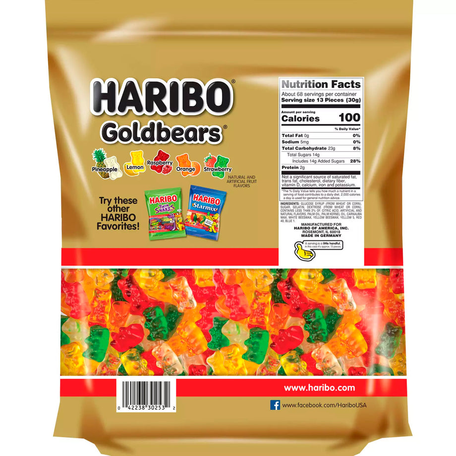 Haribo Gold-Bears Gummi Candy Orange, Strawberry, Pineapple, Lemon,  Raspberry