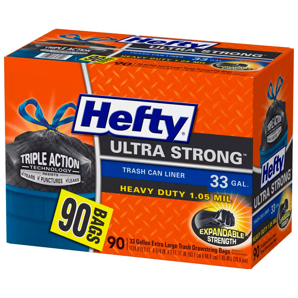 Hefty Ultra Strong 33-Gallon Kitchen Drawstring Trash Bags - 90 Ct (6884729290908)