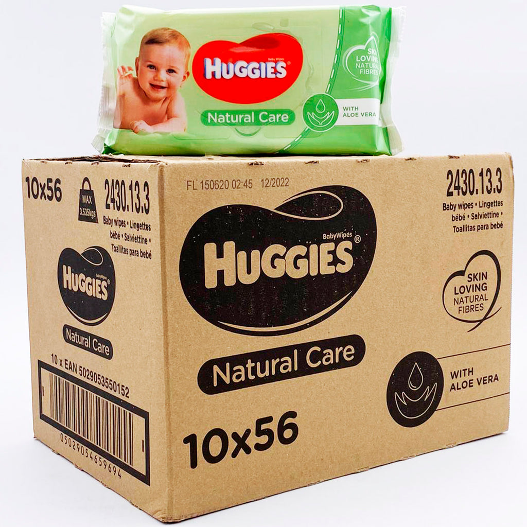 Huggies Baby Wet Wipes, Natural Care Bulk - 1 Box With 10 Packs of 56 Wipes Each (6027495112860)