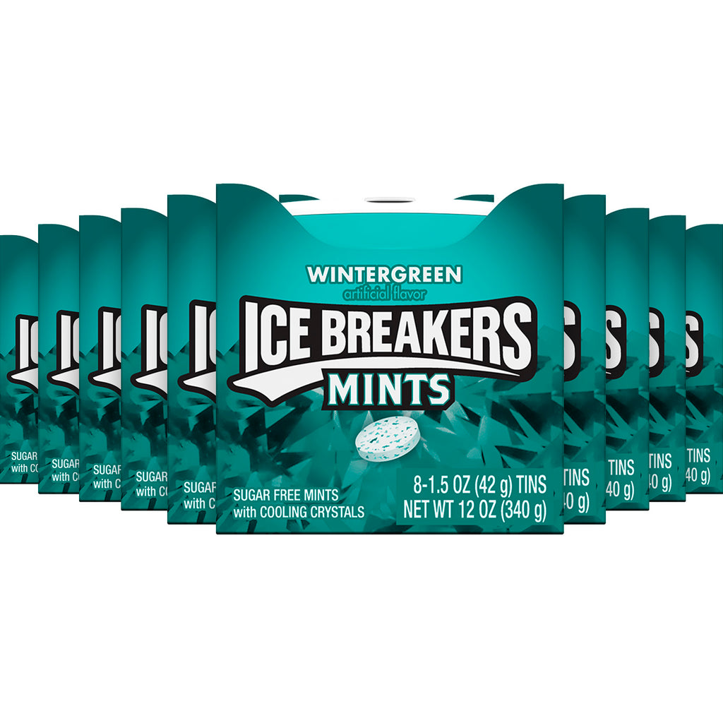Ice Breakers Sugar Free Mints, Wintergreen- wholesale - 10 Pack - 8 Ct Each (6995369525404)