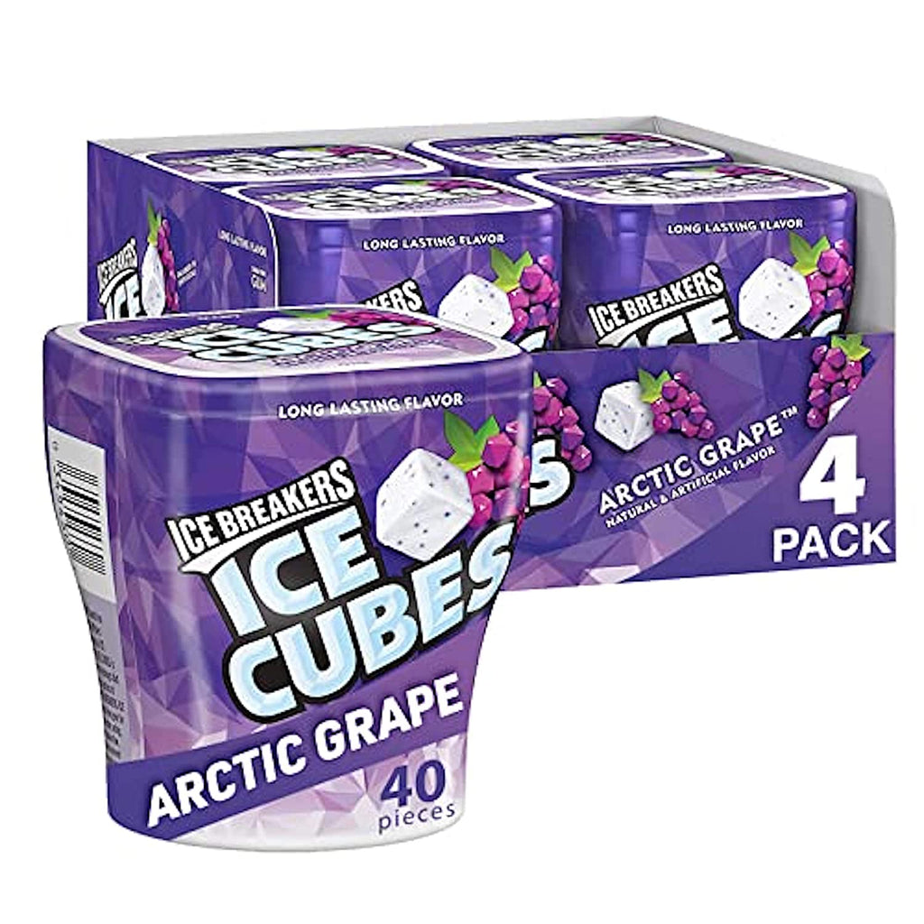 Ice Breakers Gum, Sugar Free Ice Cubes, Arctic Grape - 4 Ct - 40 Pieces Each (6992438624412)