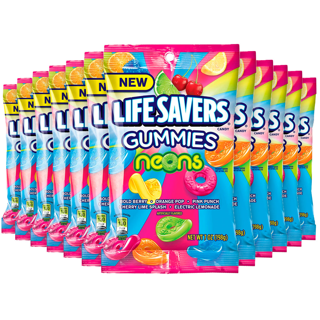 Life Savers Gummies Neons Candy Bag, Bulk - 7 Oz - 12 Ct (7070575132828)