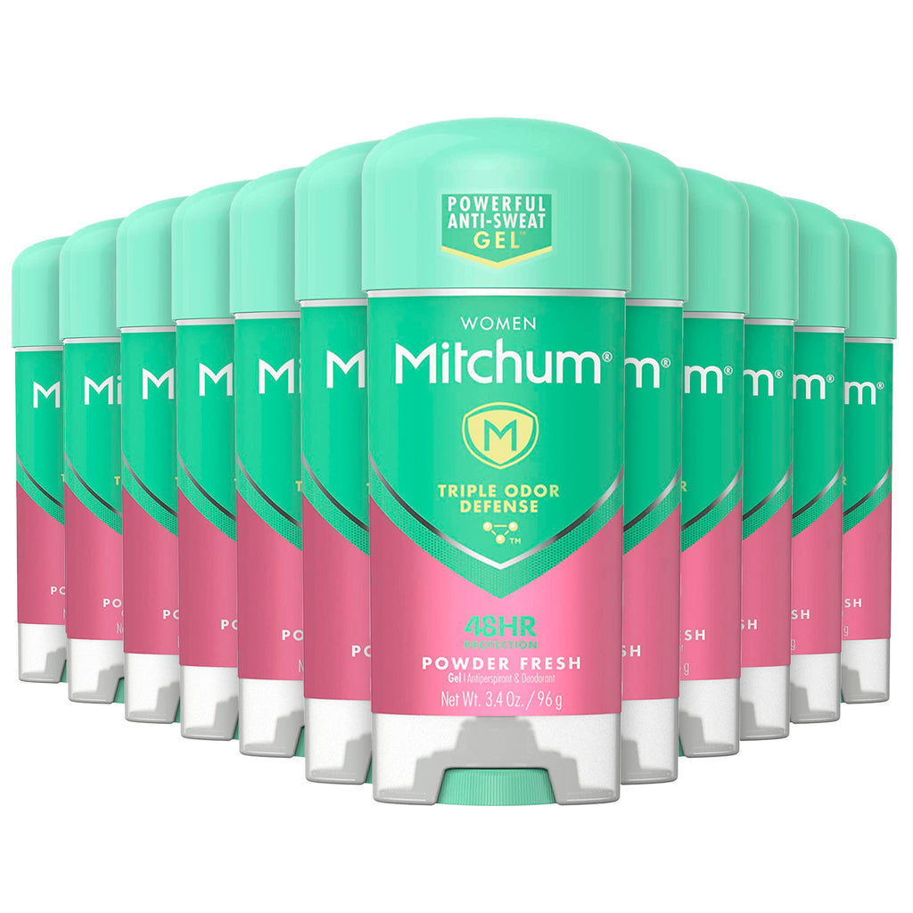 Mitchum Women Gel Antiperspirant Deodorant, Powder Fresh Bulk - 3.4 Oz - 12 Pack (7046358761628)