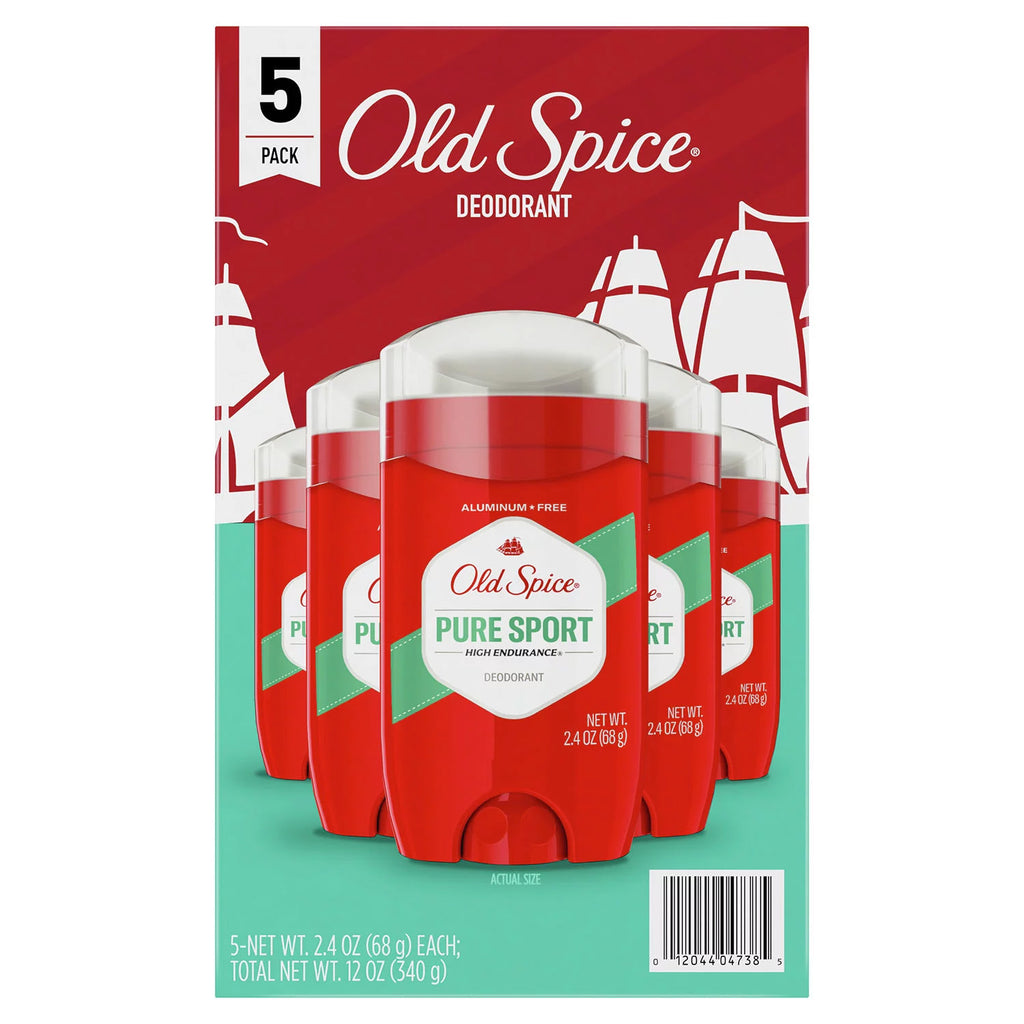 Old Spice Deodorant, High Endurance Pure Sport - 2.4 Oz - 5 Pack (6909121822876)