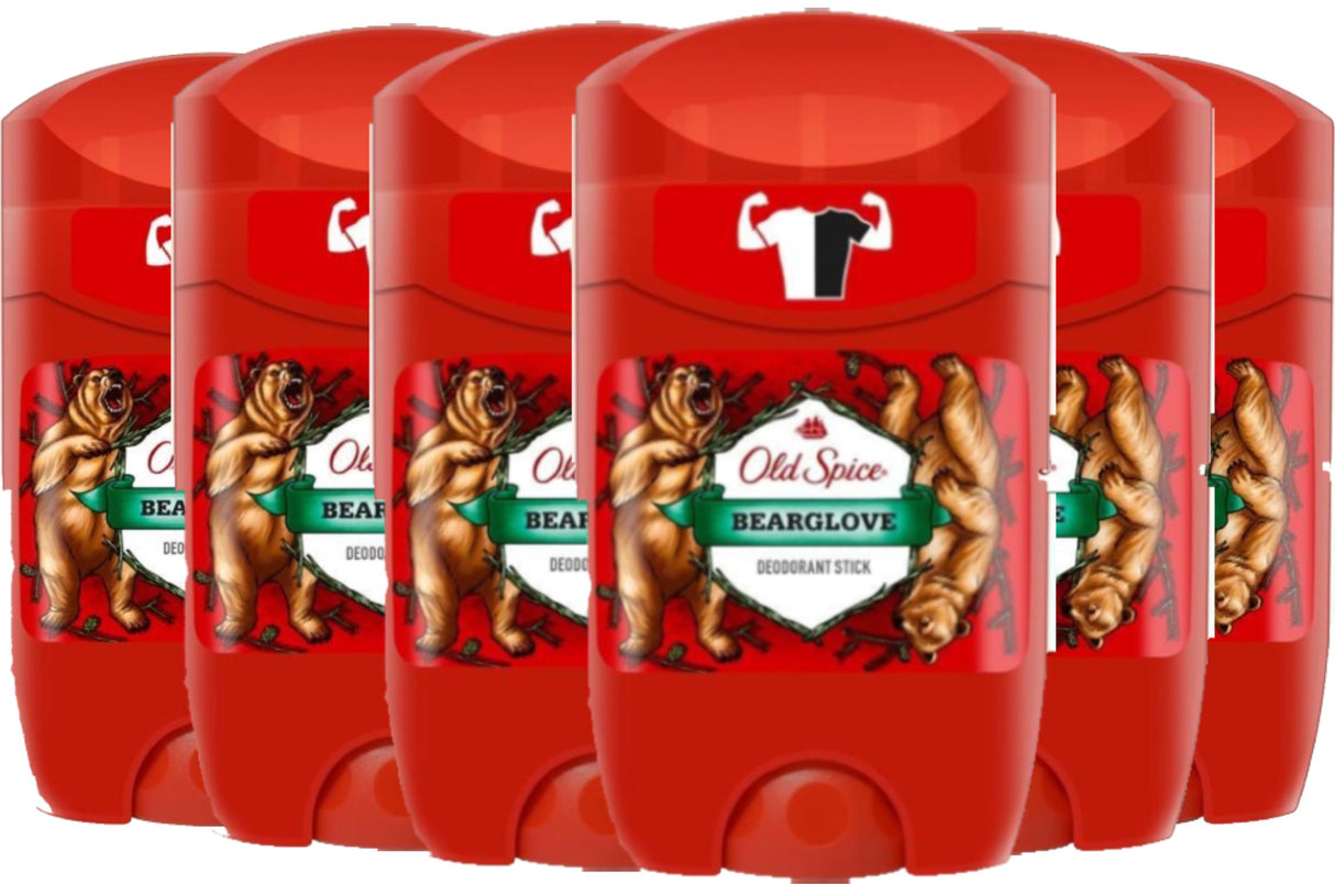 Old Spice Stick Deodorant  Bearglove- 1.7 oz/ 50 ml -  6 pack