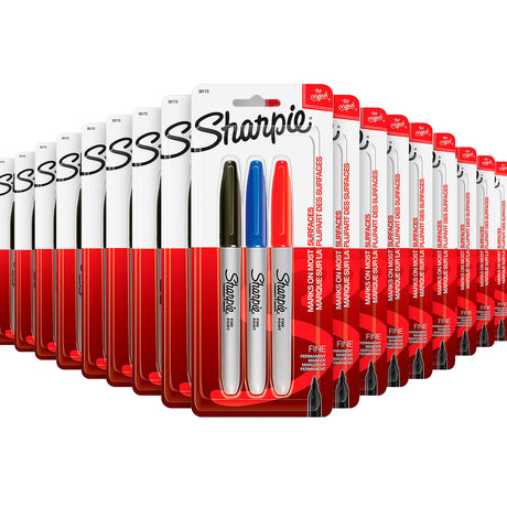 Sharpie Fine Point Permanent Marker Set, Black/Blue/Red, Wholesale - 3 Ct - 25 Pack (7057873272988)