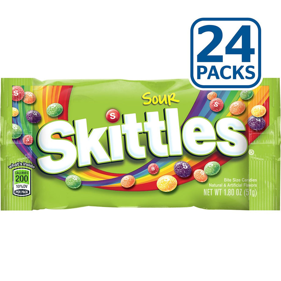 Skittles Sour Chewy Candy, Full Size, 1.8 oz, 24-count