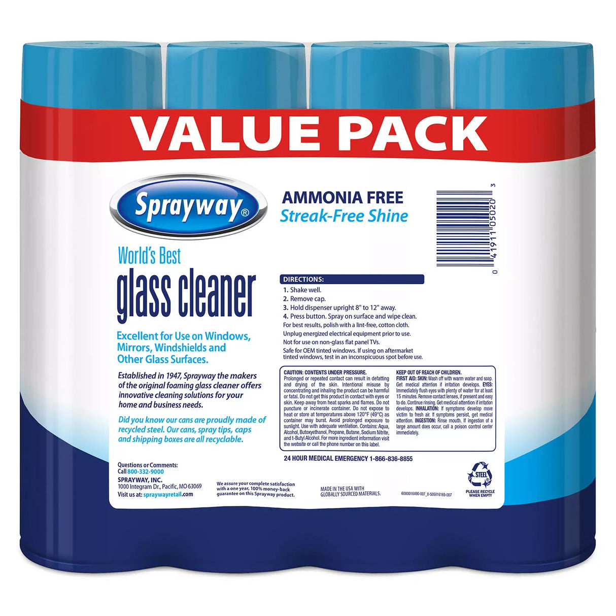 Sprayway Glass Cleaner - 19 Oz - 4 Pack