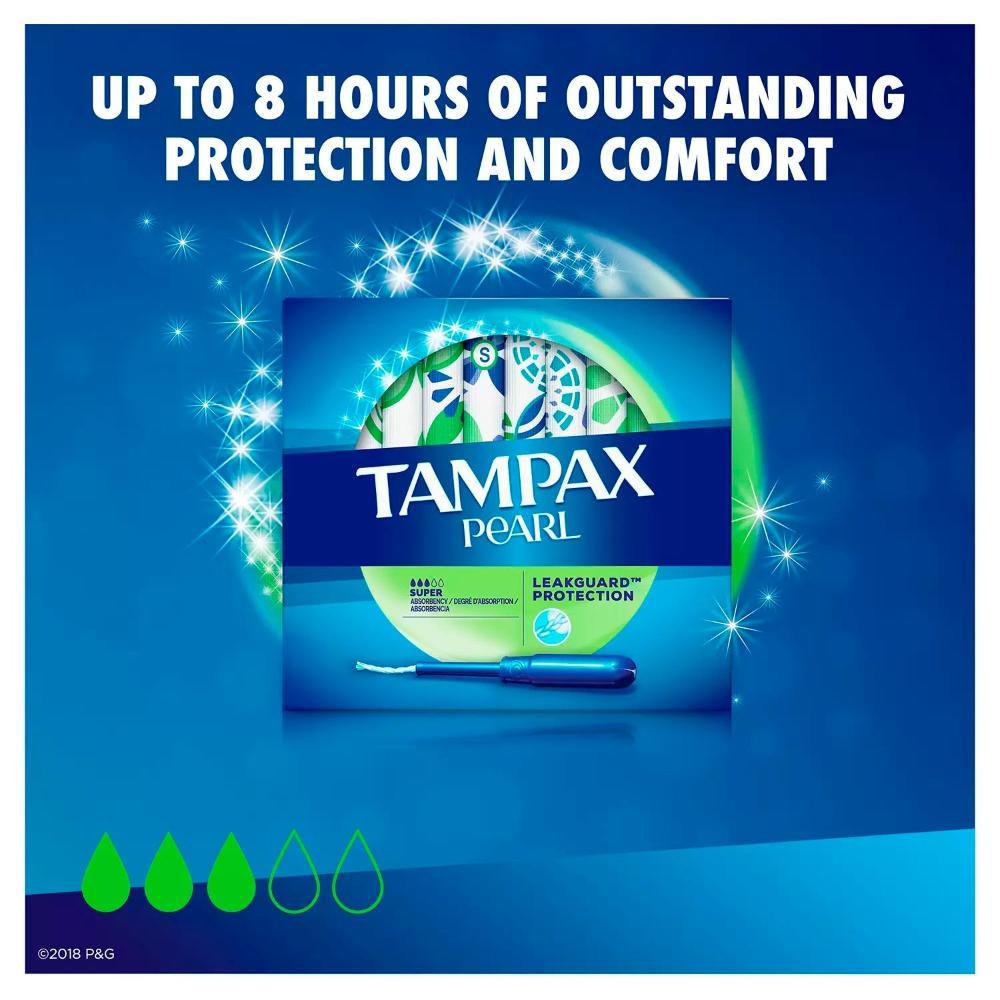 Tampax Pearl, Super, Plastic Tampons, Unscented - 96 Ct (6621883596956)