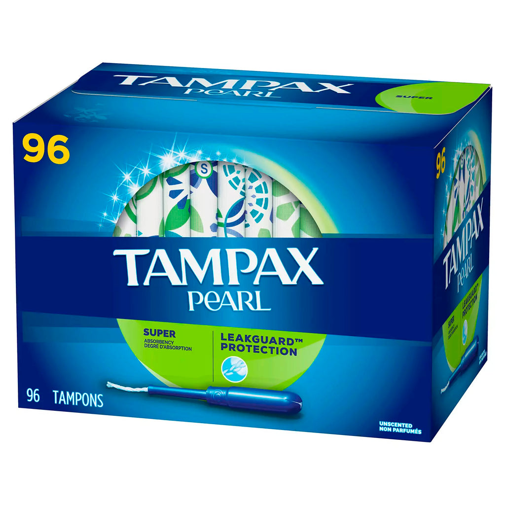 Tampax Pearl, Super, Plastic Tampons, Unscented - 96 Ct (6621883596956)