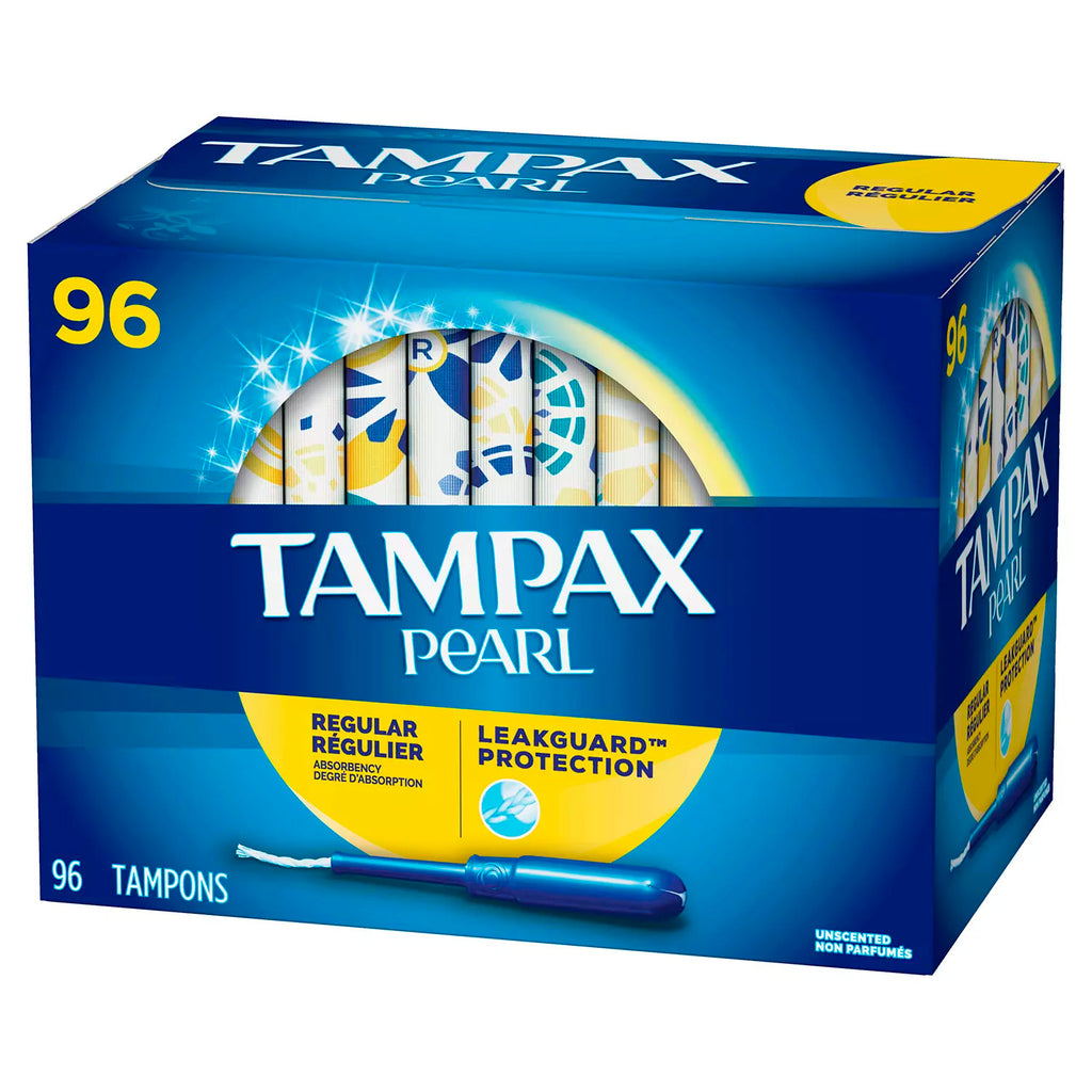 Tampax Pearl Unscented Tampons, Regular - 96 Ct (6621724082332)