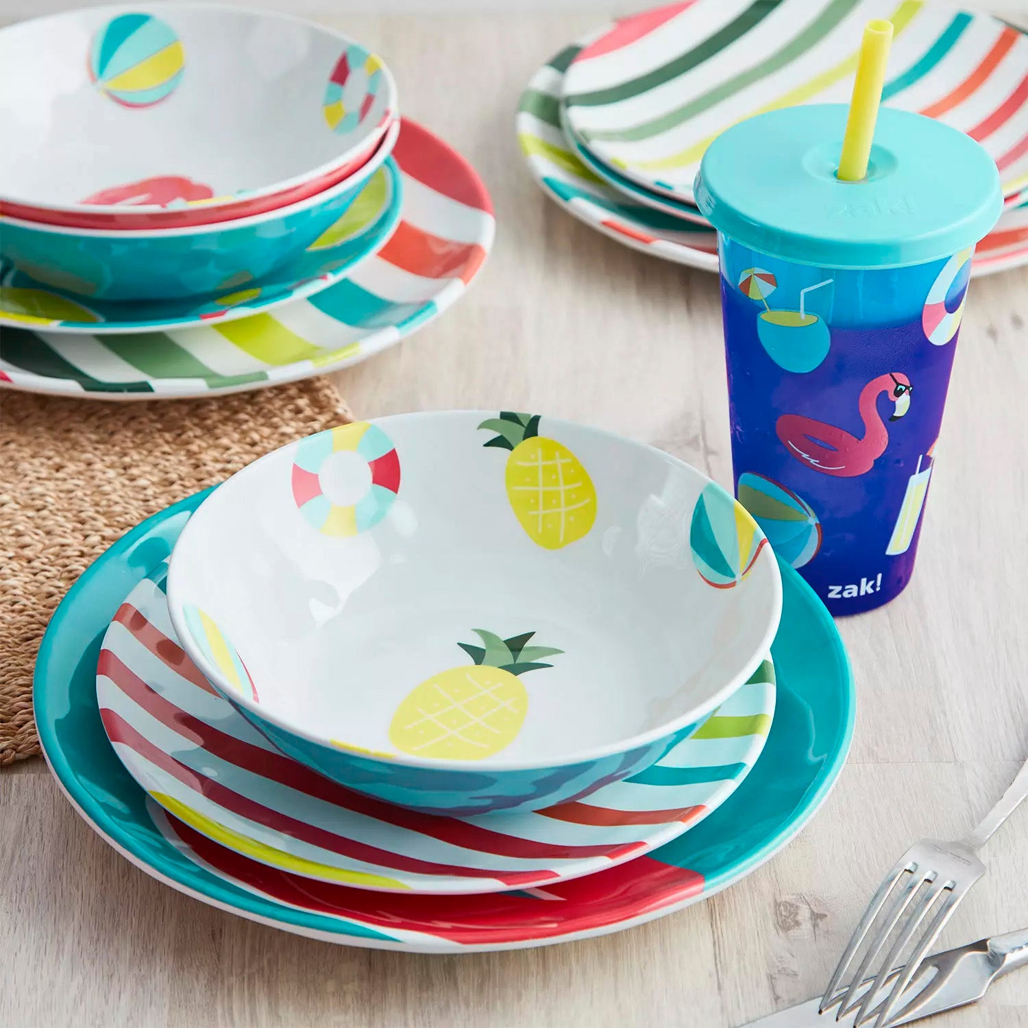 New! Bluey Design by Zak Designs - Set of 4 - Plate, Bowl, Flatware, and 16  oz